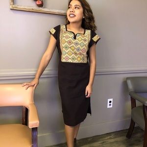 Hand made embroidered brown dress